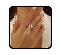 Inateannal Vintage Offener Verstellbarer Fingerring Silber Offener Breiter Wickelring Statement Knöchelringe Statement Verstellbare Klobige Ringe Schmuck Für Frauen