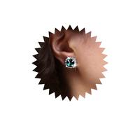 Inateannal Vintage Smaragd Runde Ohrringe Grün Smaragd Ohrstecker Silber Smaragd Strass Ohrringe Grün Geometrische Kristall Ohrringe Schmuck Für Frauen Und Mädchen