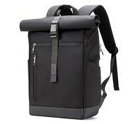 Inateck Erweiterbarer RollTop Rucksack 13-17L Fahrradrucksack Schulrucksack | Stylische Tagesrucksack Herren Damen für Uni Freizeit Job Sport Reisen, mit 15 Zoll Laptopfach, Spritzwassergeschützt,Schwarz