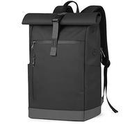 Inateck RollTop Rucksack Herren Damen 25L-30L Fahrradrucksack Schulrucksack für Uni Freizeit Job Sport Reisen, Stylische Tagesrucksack mit 17 Zoll Laptopfach, Schwarz
