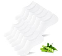 inaWarm Bambus Füßlinge Damen, 6 Paar, No Show & rutschfest | 36% Bambusfaser mit Silikon-Fersenpads, nahtloser Spitze, elastischem Bund sowie verstärkter Ferse und Spitze.