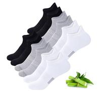 inaWarm Bambus Sneaker Socken Damen 39-42 35-38, 6 Paar Atmungsaktive Sportsocken, Kurze Laufsocken Damen Geschenk mit Geschenkbox 43-46 2x Schwarz | 2x Weiß | 2x Grau