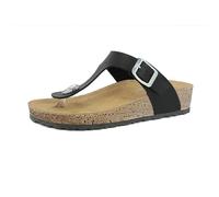 inblu Damen Ciabatte Infradito Donna Colorate Con Fibbia Regolabile, Plantare In Vera Pelle Imbottito E Tacco Rialzato steckdosenleiste, Schwarz, 41 EU