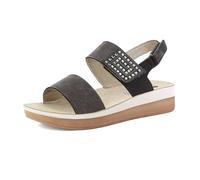 inblu Damen doppeltem Klettverschluss und Strassverzierung, Fußbett aus echtem Leder und zweifarbiger Sohle, von 35 bis 41 Sandale, Schwarz, 40 EU