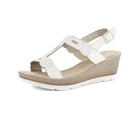 inblu Damen Kunstleder mit Keilabsatz und Glitzer, gepolstertes Fußbett und verstellbarem Riemen, von 35 bis 41 Sandale, Weiß, 40 EU