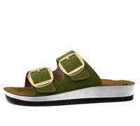 inblu Damen-Sandalen mit doppeltem Band und Maxi-Schnallen, verstellbar, Leder-Fußbett für Damen, Tundra, 41 EU