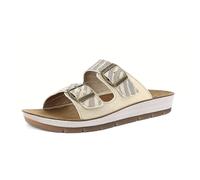 inblu Damen-Sandalen mit doppeltem Zebraband und Maxi-Schnalle und Fußbett aus echtem Leder, von 35 bis 41, Sandalen, Platin, 36 EU