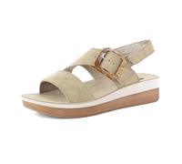 inblu Damen Schnalle und verstellbarem Klettverschluss, Fußbett aus echtem Leder und zweifarbiger Sohle, von 35 bis 41 Sandale, Sand, 38 EU
