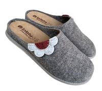 inblu GIRASOL Winter-Hausschuhe aus Filz für Damen, geschlossene Zehen, herausnehmbare Einlegesohle und Dekor, Taupe Dekor, 38 EU