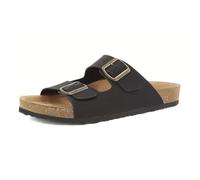 inblu Herren-Sandalen mit doppeltem Band und verstellbaren Schnallen, gepolstertem Fußbett aus echtem Leder, von 40 bis 46, Schwarz, 42 EU