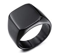 INBLUE Personalisierte Siegelring Gravur Keine Gravur Benutzerdefiniert Foto für Männer Jungen Frauen Mädchen Memorial Edelstahl-Schmuckpaket mit Ring Größen Einstellen (Schwarze Farbe)