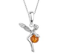 InCollections Damen-Anhänger 925/000 Sterlingsilber mit Bernstein inklusive Panzerkette Elfe 45 cm 541A200060890