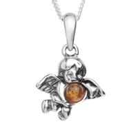 InCollections Damen-Anhänger 925/000 Sterlingsilber mit Bernstein inklusive Panzerkette Engel, 42 cm