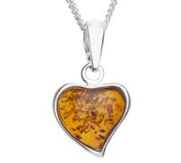 InCollections Damen-Anhänger 925/000 Sterlingsilber mit Bernstein inklusive Panzerkette Herz 50 cm 051A200220890