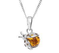 InCollections Damen-Anhänger 925/000 Sterlingsilber mit Bernstein inklusive Panzerkette Marienkäfer, 42 cm