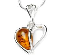 InCollections Damen-Anhänger 925/000 Sterlingsilber mit Bernstein inklusive Schlangenkette Herz 1,2/45 cm 200048501541A