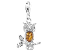 InCollections Damen-Charm-Anhänger 925/000 Sterlingsilber mit Bernstein, Eule 0020200100890