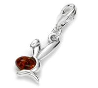 InCollections Damen-Charm-Anhänger 925/000 Sterlingsilber mit Bernstein, Hase 001020CH09501