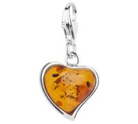 InCollections Damen-Charm-Anhänger 925/000 Sterlingsilber mit Bernstein, Herz 0020200220890