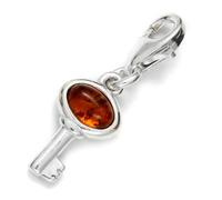 InCollections Damen-Charm-Anhänger 925/000 Sterlingsilber mit Bernstein, Schlüssel 001020CH11501