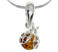 InCollections Damen- Halskette 925 Sterling Silber Bernstein inklusive Panzer 42 cm Marienkäfer 241A200645890