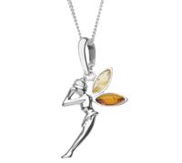 InCollections Damen-Halskette Elfe 925 Sterling Silber 2 Bernsteine gelb 42 cm 241A200330890