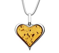 InCollections Damen-Halskette Herz 925 Sterling Silber 1 Bernstein gelb 42 cm 0011204010780