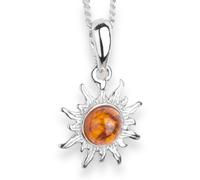 InCollections Damen-Halskette Sonne 925 Sterling Silber 1 Bernstein gelb 42 cm