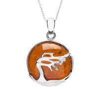 InCollections Damen-Halskette Windflüchter 925 Sterling Silber 1 Bernstein braun 42 cm