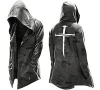 Incorra Herren Winterjacke Assassin's Creed Cosplay Mantel Kapuzenpullover Kordelzug Hoodie Retro Jacke Wasserdicht und Winddicht Jacke Master, Weiß, L