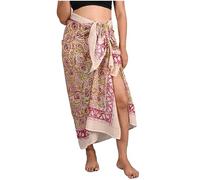 INDACORIFY 100% Baumwolle, handbedruckter Sarong für Damen, Badeanzug, Wickelrock, Strand-Bikini-Wickelrock, Pareo-Schal, Stola für Damen (Design-19)