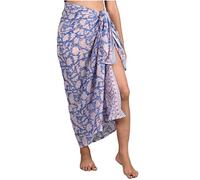 INDACORIFY 100% Baumwolle, handbedruckter Sarong für Damen, Badeanzug, Wickelrock, Strand-Bikini-Wickelrock, Pareo-Schal, Stola für Damen (Design-18)