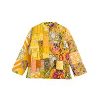 INDACORIFY Indische Patchworkjacke, Wende-Wintermantel, gesteppte mehrfarbige Steppjacke aus Baumwolle (DE/NL/SE/PL, Alphanumerisch, S, Regular, Regular, Mehrfarbig)
