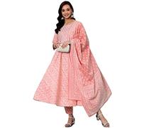 INDACORIFY Schöner Kurti-Hosenanzug aus Baumwolle für Mädchen und Frauen, Festliche Party, Bürokleidung, Salwar Kameez-Kleid (XX-Large(44), Pink)