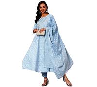 INDACORIFY Schöner Kurti-Hosenanzug aus Baumwolle für Mädchen und Frauen, Festliche Party, Bürokleidung, Salwar Kameez-Kleid (Medium(38), Green)