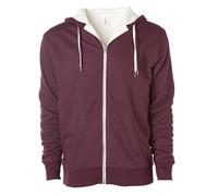 Independent - Unisex Sherpa Lined Zip Hooded Jacket Burgundy Heather - Gr. - S