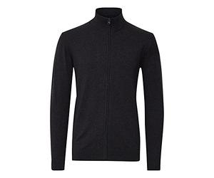 Indicode Badi Herren Strickjacke Cardigan Feinstrick mit hochabschließendem Kragen, Größe:M, Farbe:Charcoal Mix (915)