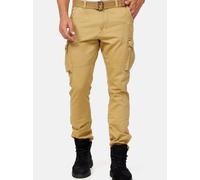 Indicode Herren William Cargohose aus Baumwolle m. 7 Taschen inkl. Gürtel | Outdoorhose Amber L
