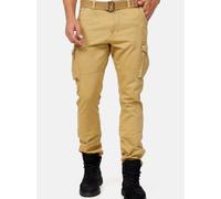 Indicode Herren William Cargohose aus Baumwolle m. 7 Taschen inkl. Gürtel | Outdoorhose Amber, M