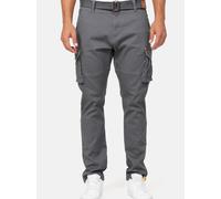 Indicode Herren Mathen Cargohose aus 98% Baumwolle inkl. Gürtel | Cargo Hose für Männer Iron, S