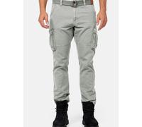 Indicode Herren William Cargohose aus Baumwolle m. 7 Taschen inkl. Gürtel | Outdoorhose Lt Grey, S