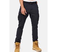 Indicode Herren William Cargohose aus Baumwolle m. 7 Taschen inkl. Gürtel | Lange Regular Fit Cargo Hose Baumwollhose Freizeithose Wanderhose Trekkinghose Outdoorhose für Männer Schwarz XXL