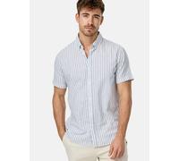 Indicode Hemd Kurzarm Herren Regular Fit Leinen blau, S