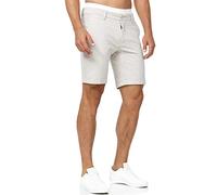 Indicode Herren Aalborg Chino Shorts mit 4 Taschen | Bermuda Herrenshorts Chinoshorts Freizeitshorts Männer Ecru Mix, XXL