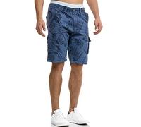Indicode Herren Albert Cargo Shorts Hawaii | Kurze Hose Bermuda Cargoshorts für Männer Vintage, XL