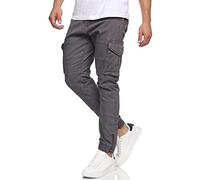 Indicode Herren Alex Cargohose aus Baumwolle mit 6 Taschen | Cargo Chino Hose f. Männer Dk Grey M
