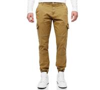 Indicode Herren August Cargohose aus Baumwolle mit 6 Taschen | Cargo Chino Hose f. Männer Amber, 3XL