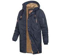Indicode Herren Bardsley Herrenmantel mit verdeckter Knopfleiste | Wintermantel Parka Navy, XL