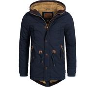 Indicode Herren Barge Winterjacke m. Kapuze & Teddyfutter | Winterparka Herrenjacke Parka Navy, XL