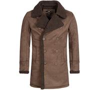 Indicode Herren Barlow Kurzmantel mit breitem Reverskragen und Teddyfleece | Klassischer Herrenmantel mit Knopfleiste, Herrenjacke, Businessmantel, Winterjacke, gefütterter Wintermantel für Männer
